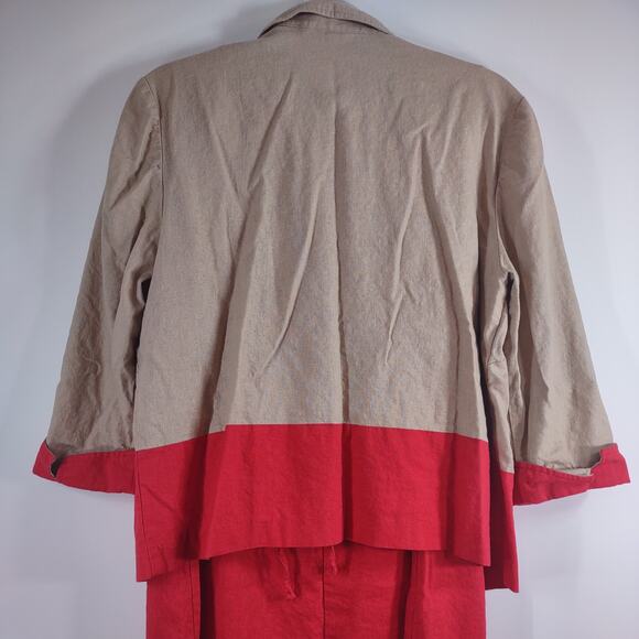 Vintage R & K Linen Blend Poppy Flower Dress Set, Size 14W - Picture 8 of 8